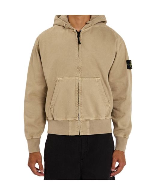 Stone Island Natural Hooded Canvas Work Jacket for men