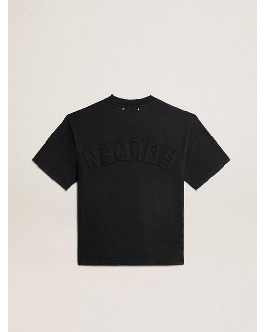 Golden Goose Deluxe Brand Black Logo Detailed Crewneck T-Shirt