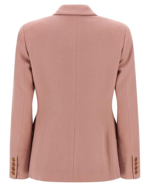 Blazé Milano Pink Double-Breasted Round-Pockets Blazer