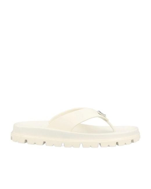 Prada White Round-Toed Flip-Flops