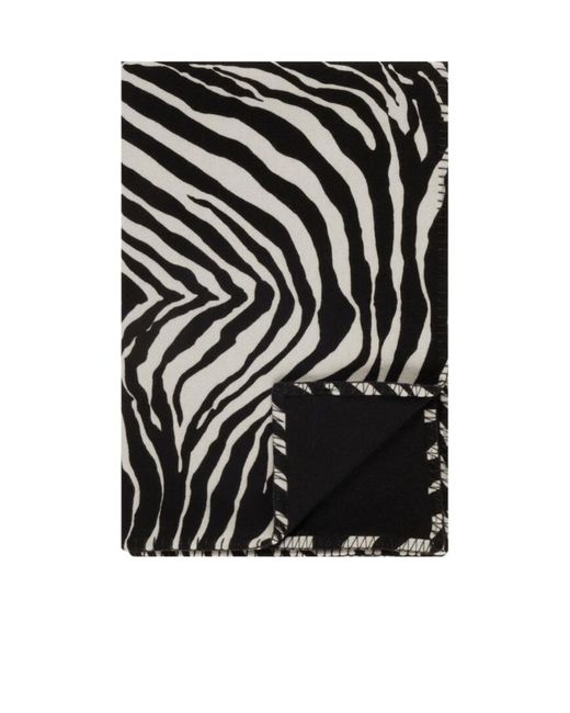 Dolce & Gabbana Black Zebra Printed Blanket