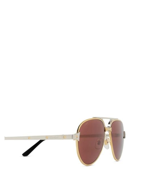 Cartier Brown Pilot-Frame Sunglasses for men
