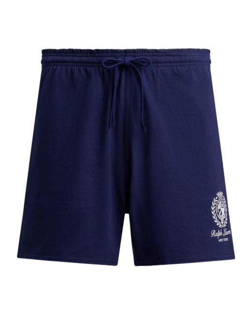Polo Ralph Lauren Blue Logo Printed Drawstring Shorts for men