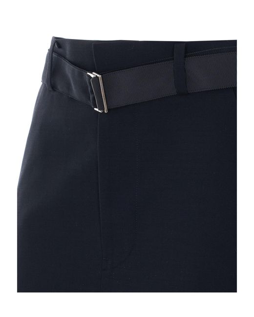 Sacai Blue Belted Pleated Midi Skirt
