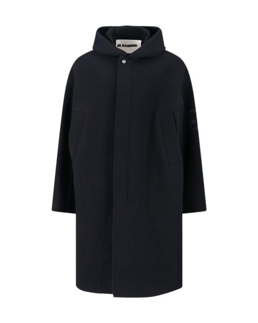 Jil Sander Black Zipped Hooded Jacket for men