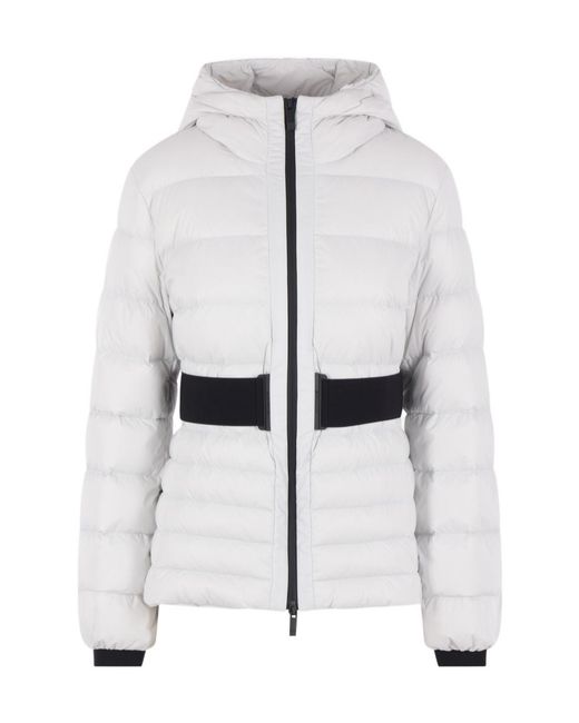 Moncler White Logo Patch Down Jacket