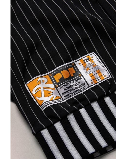 PDF CHANNEL Black Pdf Striped Bomber Jacket for men