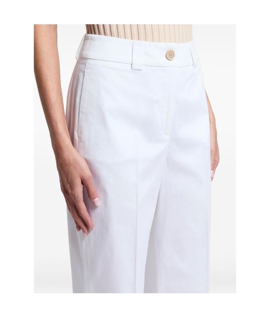 Peserico Blue Pressed-Crease Turn-Up Trousers