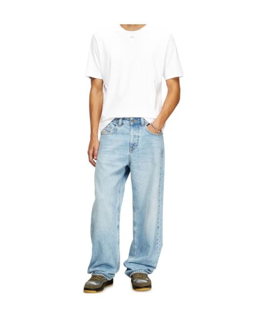 DIESEL White Logo Crew Neck T-Shirt for men