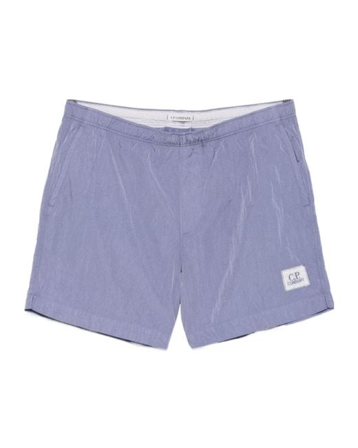 C P Company Blue Elasticated Waistband Swim Shorts for men