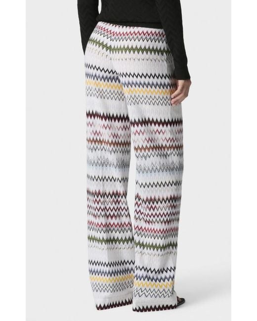 Missoni White Wide Zigzag Trousers