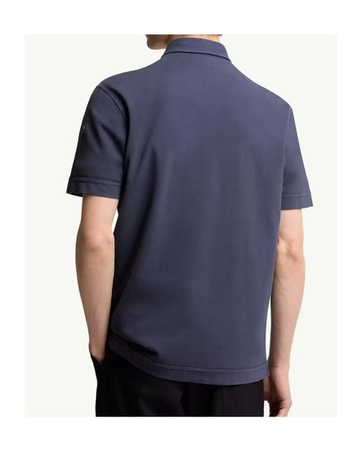 Moncler Blue Logo Patch Short-Sleeved Polo Shirt for men