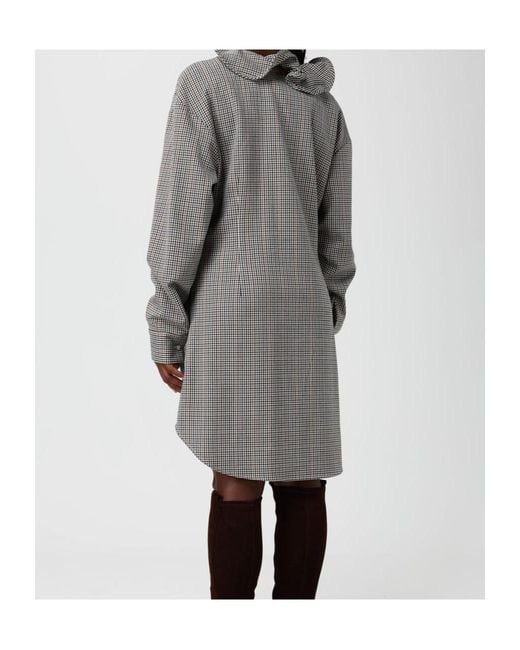 MSGM Gray Abito Ruffle Detailed Mini Dress