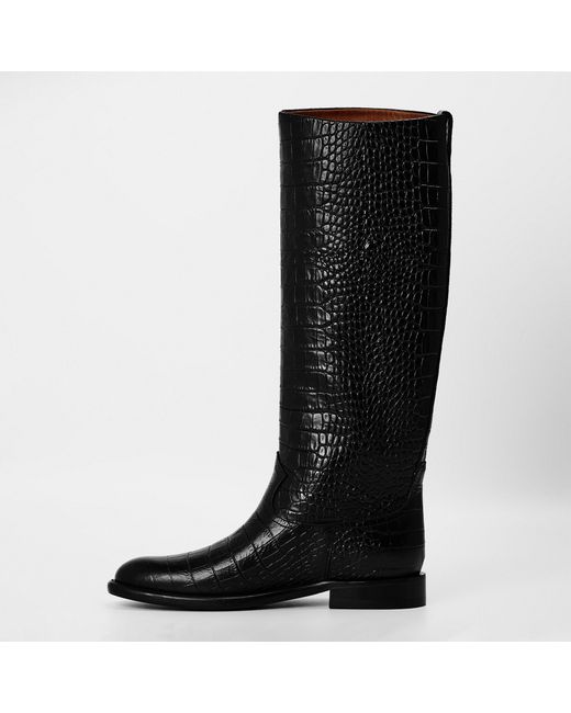Paris Texas Black Solid Color Knee High Boots