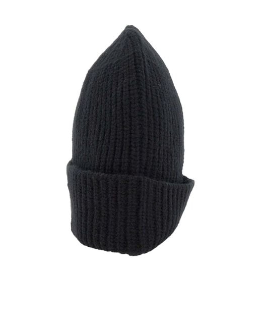 Stone Island Blue Logo-Patch Beanie Hat for men