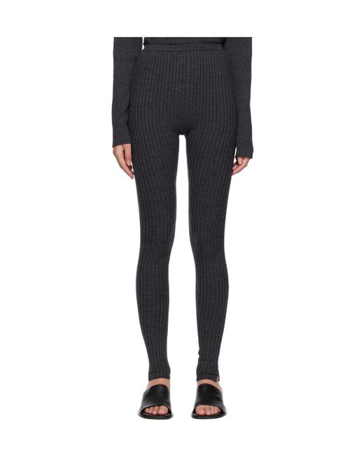 Totême Gray Skinny-Cut Ribbed Leggings
