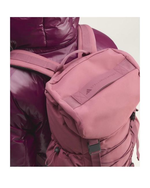Adidas By Stella McCartney Pink Logo Patch Buckled Backpack