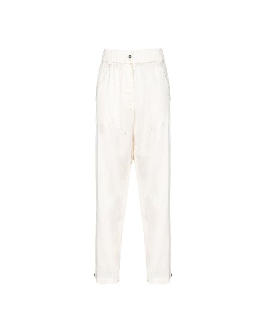 Pinko White Replay Satin Trousers