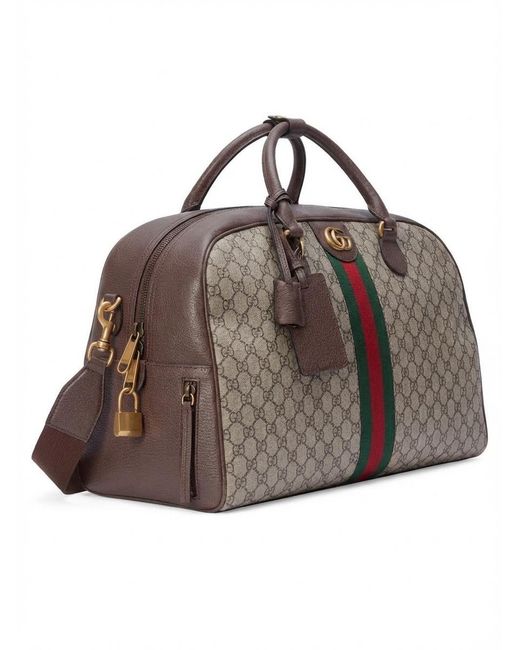 Gucci Brown Gg Supreme Web Band Duffle Bag for men