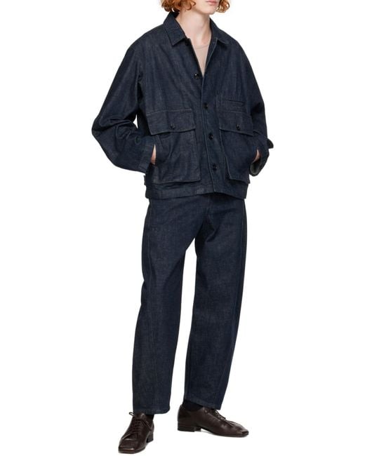 Lemaire Blue Boxy Collared Button-Up Denim Jacket