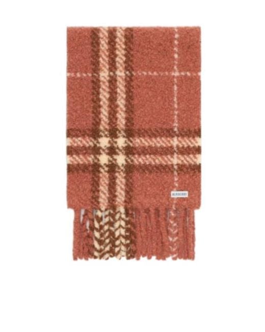 Burberry White Check Alpaca Wool Blend Bouclé Scarf