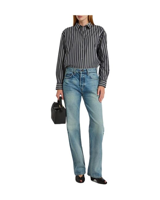 Nili Lotan Black Striped Long-Sleeved Shirt