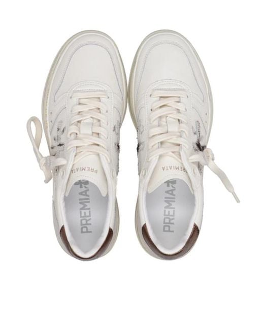 Premiata White Lace-Up Sneakers