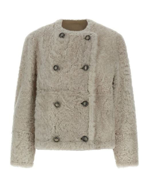 Brunello Cucinelli Multicolor 'Fuzzy' Reversible Caban