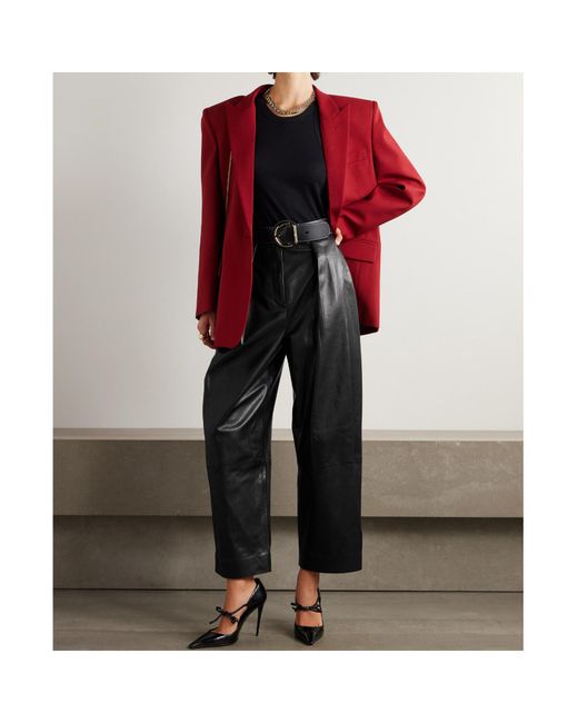 Balmain Black Pleated Wide-Leg Quarter Pants