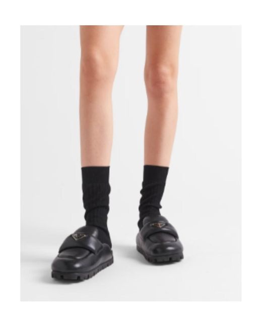 Prada Black Soft Padded Nappa Leather Sabots