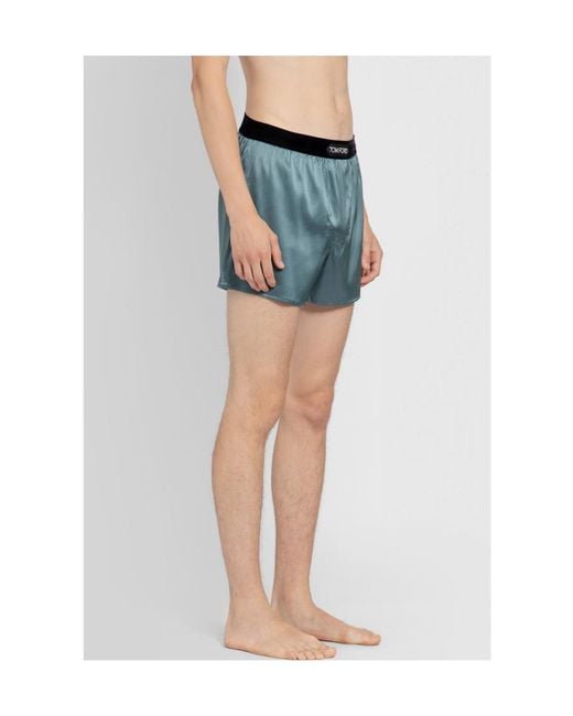 Tom Ford Blue Logo-Waist Loose Fit Boxers for men