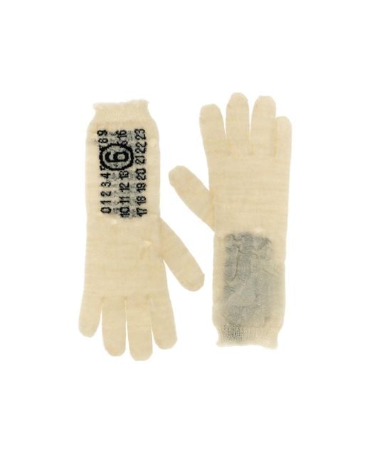 MM6 by Maison Margiela White Numbers-Motif Gloves