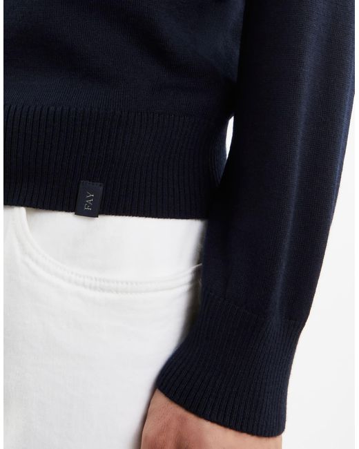 Fay Blue Long-Sleeved Round-Neck Jumper for men