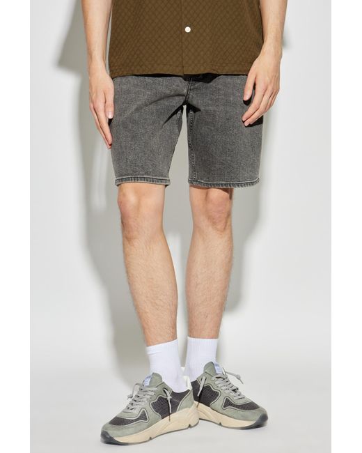 AllSaints Gray Switch Denim Shorts for men