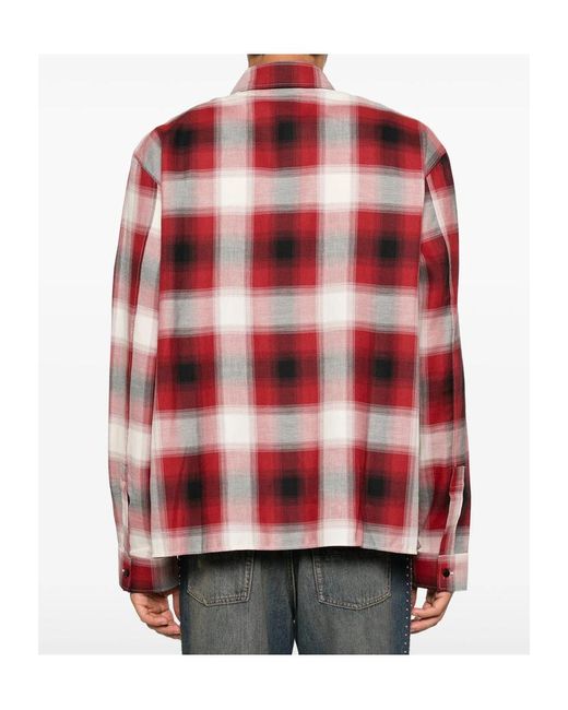 Amiri Red Checked Button-Up Shirt for men