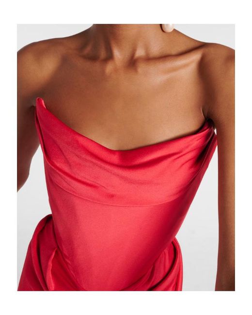 Vivienne Westwood Red Off-Shoulder Satin Gown