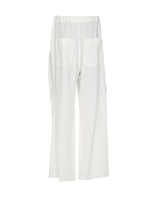 MM6 by Maison Margiela White Elasticated Wide-Leg Pants