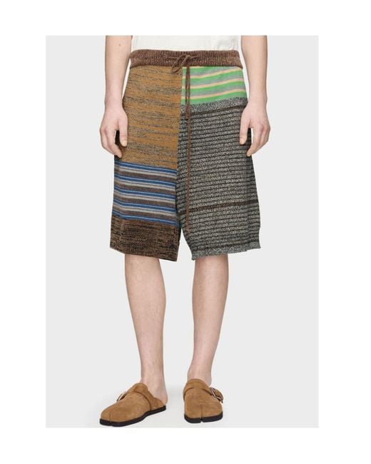 Maison Margiela Green Patchwork Knit Shorts for men
