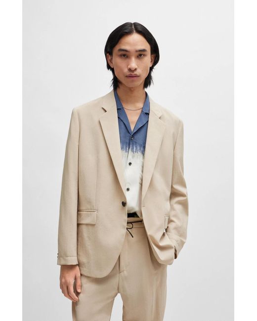 Boss Natural Seersucker Single-Breasted Blazer for men