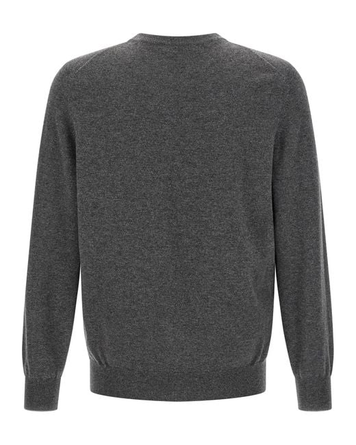 Brunello Cucinelli Gray Crewneck Knitted Jumper for men