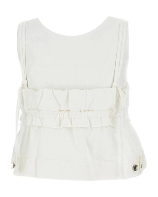Sacai White Sleeveless Denim Overalls
