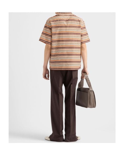 Prada Multicolor Striped Short Sleeved Bowling Shirt for men