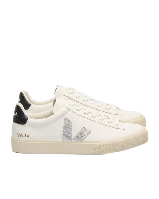 Veja White Campo Logo-Patch Sneakers for men