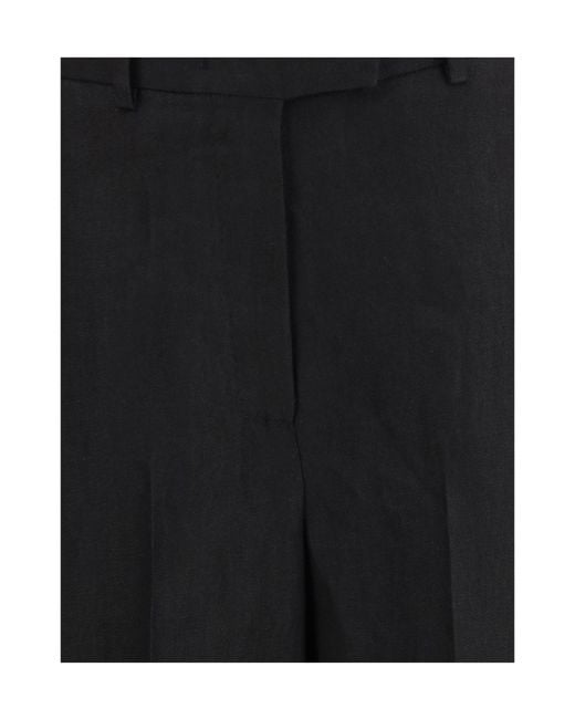 Lardini Black Pleated Straight-Leg Bermuda Shorts