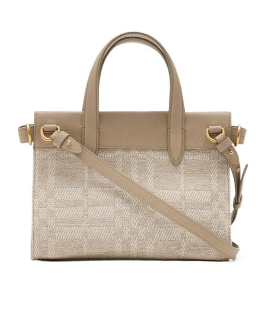 Burberry Natural Cotswolds Checked Mini Tote Bag