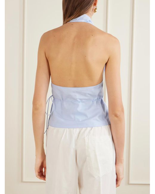 St. Agni Blue Oxford Wrap Top