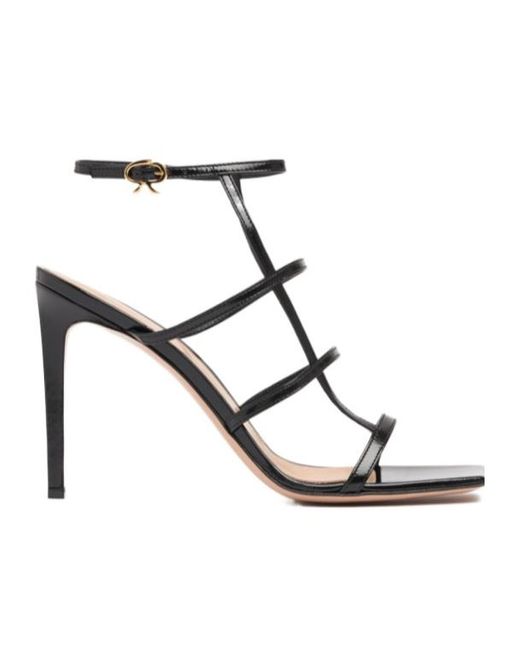 Gianvito Rossi Metallic Square-Headed High-Heeled Sandals