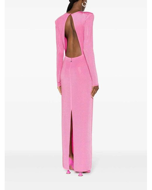 ROTATE BIRGER CHRISTENSEN Pink Crystal Embellished Backless Dress