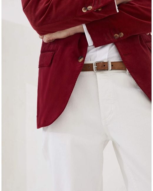 Brunello Cucinelli White Logo Patch Straight Leg Jeans for men
