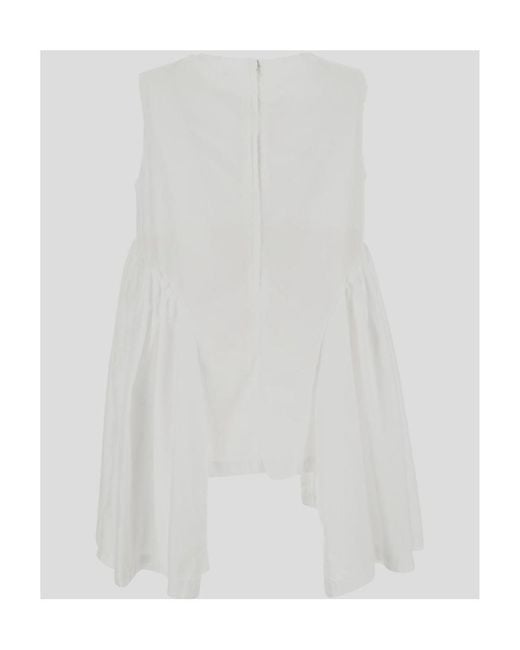 Comme des Garçons White Sleeveless Flared Top
